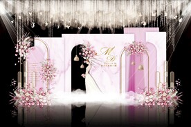 粉色简约婚礼背景