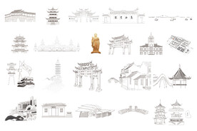 无锡二十一处景色线描