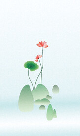 水墨荷花荷叶CDR矢量图案