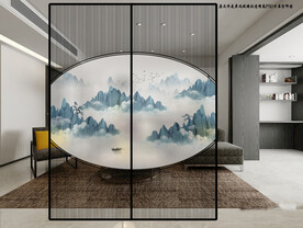 高清分层透明底推拉门玻璃打印图