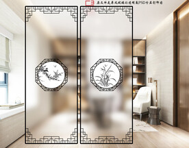 高清分层透明底推拉门玻璃打印图