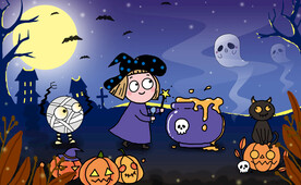 万圣节可爱卡通手绘插画