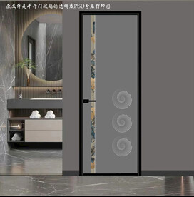 高清分层透明底平开门玻璃打印图
