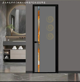 高清分层透明底平开门玻璃打印图