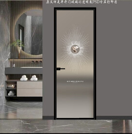 高清分层透明底平开门玻璃打印图