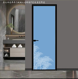 高清分层透明底平开门玻璃打印图