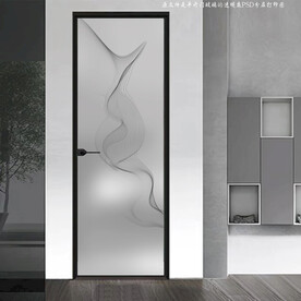 高清分层透明底平开门玻璃打印图