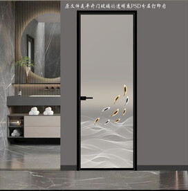 高清分层透明底平开门玻璃打印图