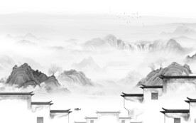 最新 意境灰山水画 TiF分层