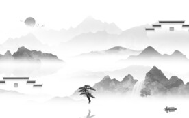 高端 意境灰山水画 TiF分层