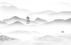 中式 清晰灰色山水 TiF分层