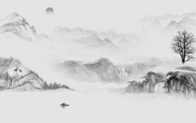 人气 高清灰色山水 TIF分层