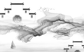 奢雅 灰色山水背景 TIF分层