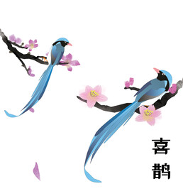 手绘喜鹊GRB和CMYK免抠