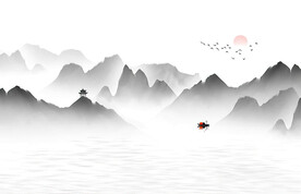 高清意境山水背景墙壁画