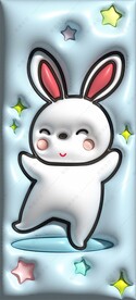 3D立体膨胀风小白兔
