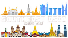 东南亚地标矢量插画