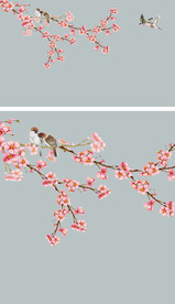 仿手绘高清花鸟