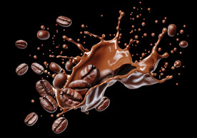 分层咖啡豆飘逸设计