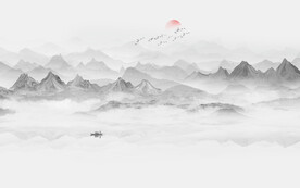 禅意水墨画背景墙