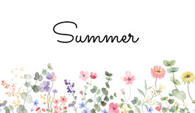 手绘水彩花卉小清新插画