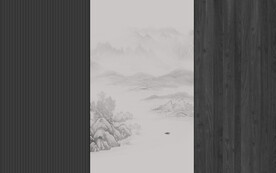 现代高端格栅木纹背景墙