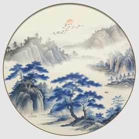 圆形山水画
