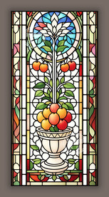 餐厅主题蒂凡尼彩绘水果玻璃图案