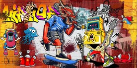 欧美风街头涂鸦餐饮酒吧背景墙