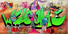 欧美风街头涂鸦餐饮酒吧背景墙