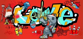 欧美风街头涂鸦餐饮酒吧背景墙