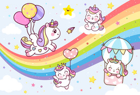 可爱彩虹独角兽卡通星空儿童背景
