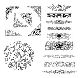 传统纹饰 纹样角花花纹合集