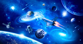 宇宙星球太空火箭宇航员银河背景