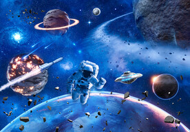 银河宇宙星球太空陨石宇航员背景