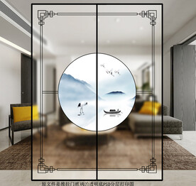 高清分层透明底平开门打印图