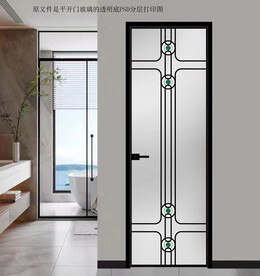 高清分层透明底平开门玻璃打印图