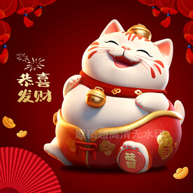喜庆的发财猫