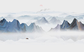 抽象水墨山水画背景墙