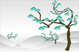 国风水墨松树设计树木背景CDR