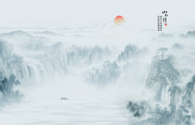 新中式山水国画背景墙