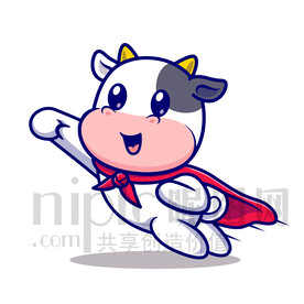 可爱卡通超人奶牛