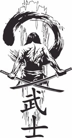 武士素材人物黑白图案 