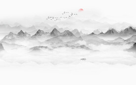 新中式山水水墨画墙画