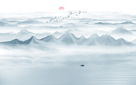 水墨画电视背景墙 