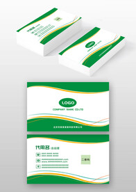 绿色线条环保个人商务名片模板