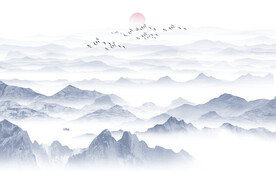 现代山水沙发背景墙