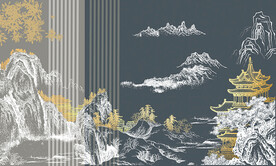 中式意境肌理山水背景装饰画