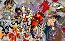 个性水泥墙街头涂鸦工装背景墙