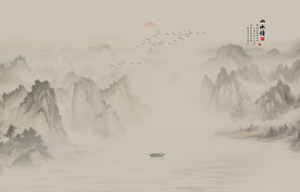 山水水墨山水画